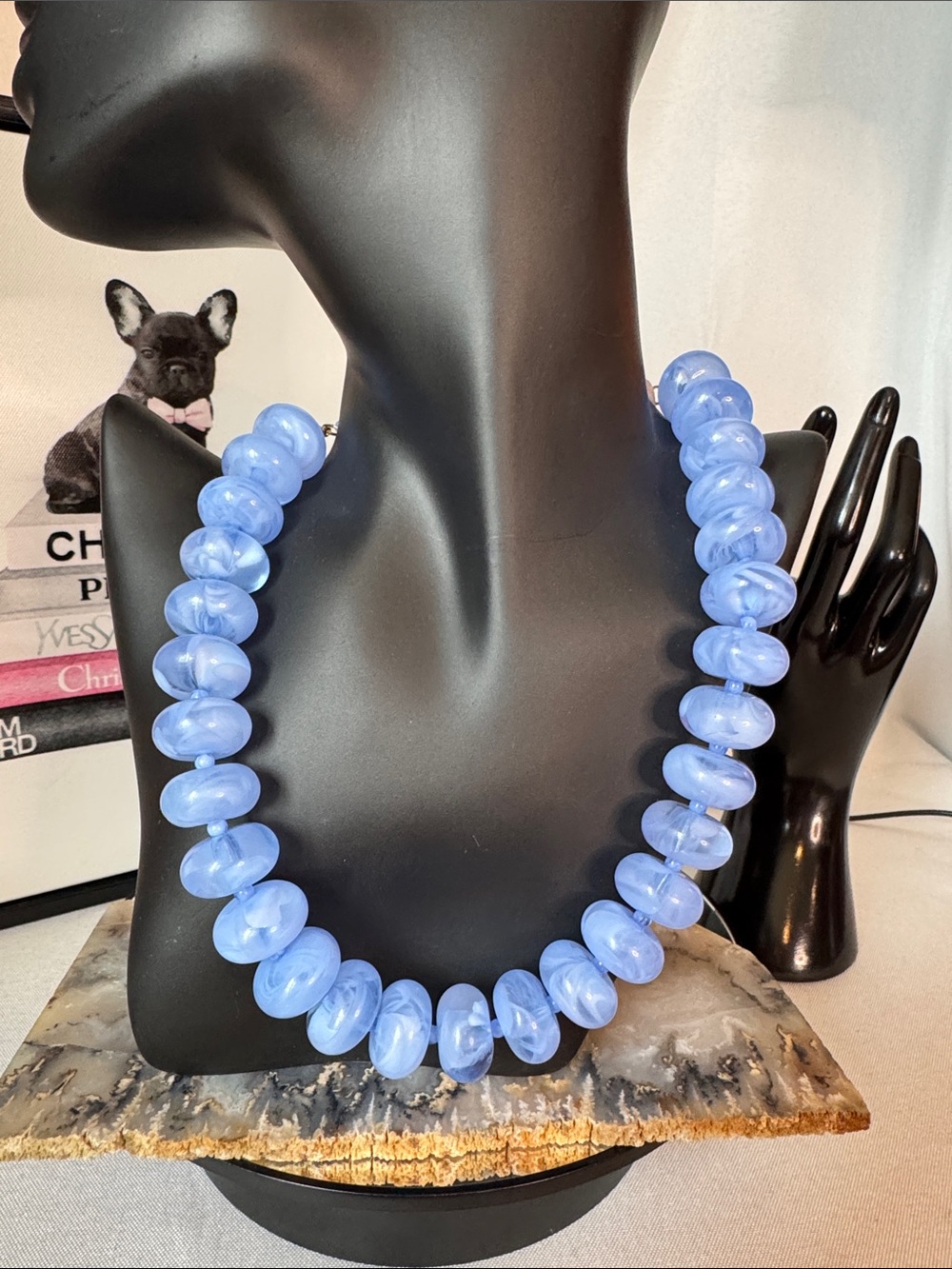 Baby Blue Lucite Bead Necklace - Women Jewelry